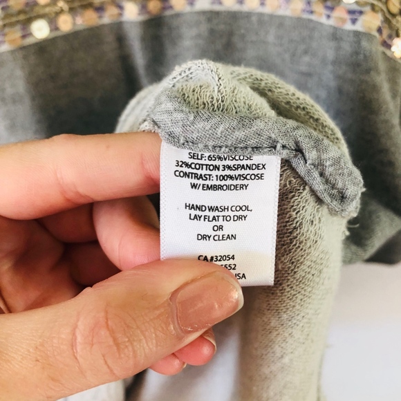 Anthro Dolan Gray Sequin Sweatshirt M - Picture 4 of 5